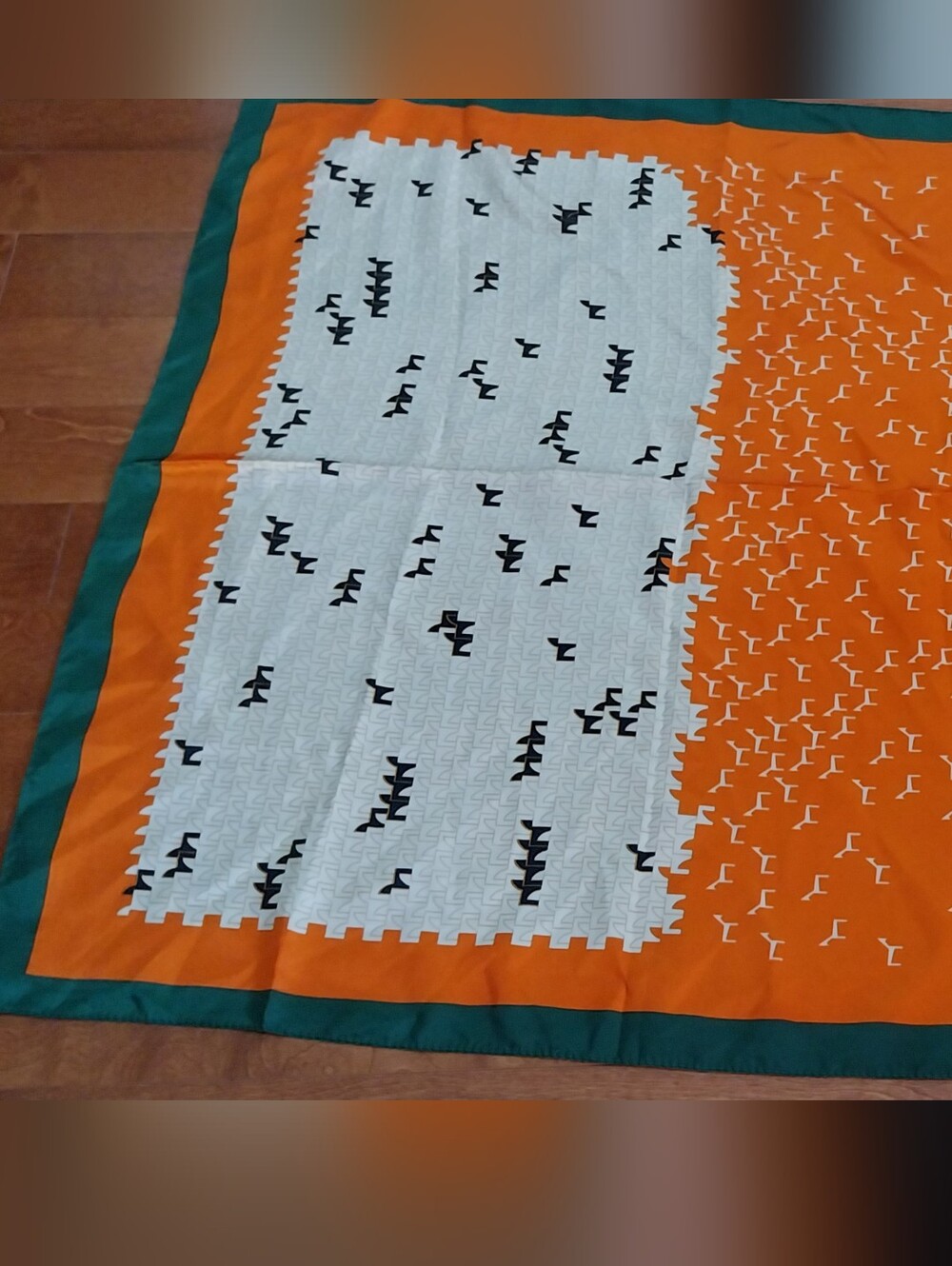 Orange and Teal Patterned Scarf